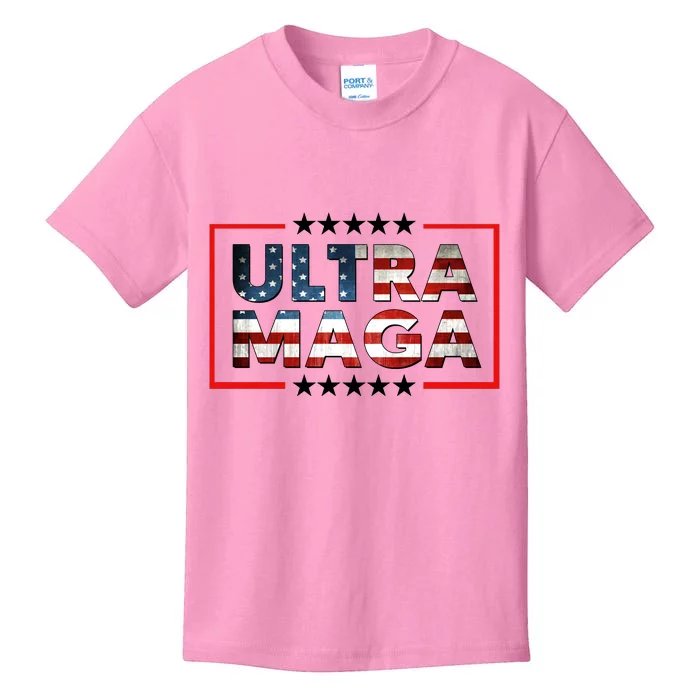 Ultra Maga Proud Patriotic American Flag Graphic UltraMaga Plus Size Shirts Kids T-Shirt