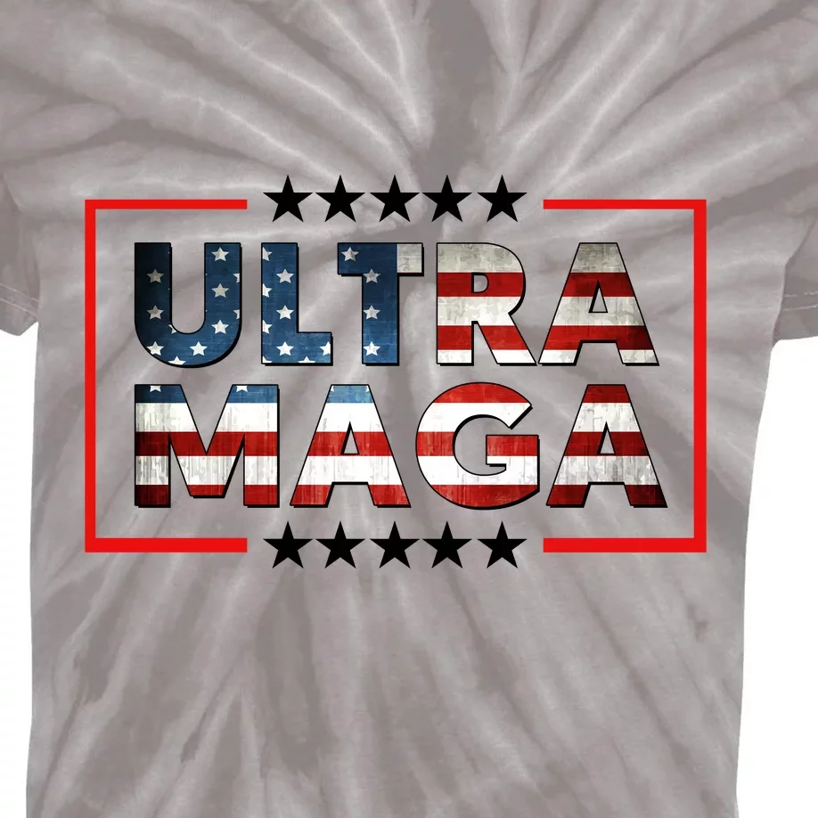 Ultra Maga Proud Patriotic American Flag Graphic UltraMaga Plus Size Shirts Kids Tie-Dye T-Shirt