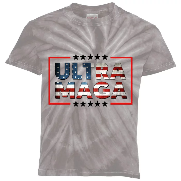 Ultra Maga Proud Patriotic American Flag Graphic UltraMaga Plus Size Shirts Kids Tie-Dye T-Shirt