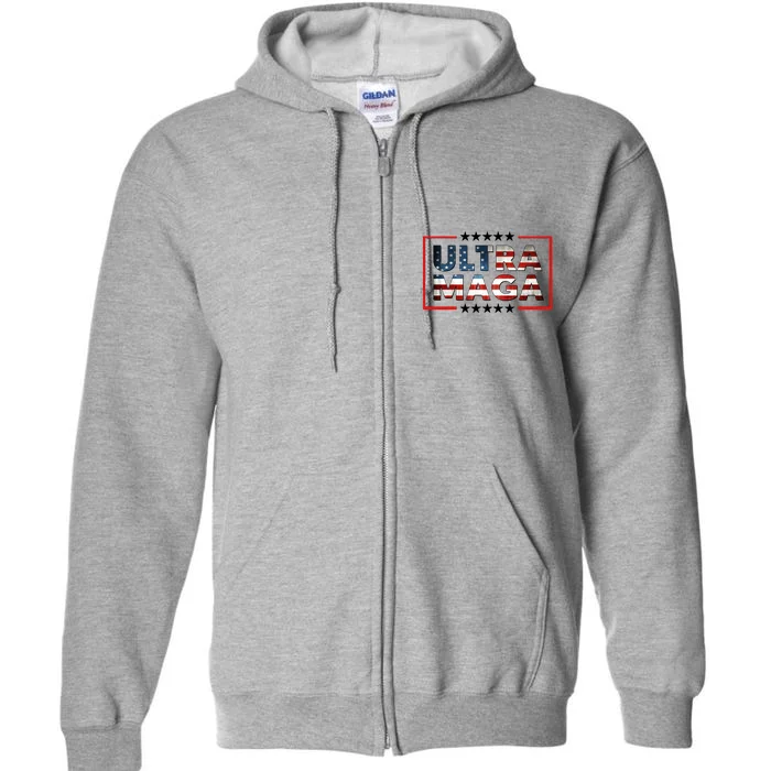 Ultra Maga Proud Patriotic American Flag Graphic UltraMaga Plus Size Shirts Full Zip Hoodie