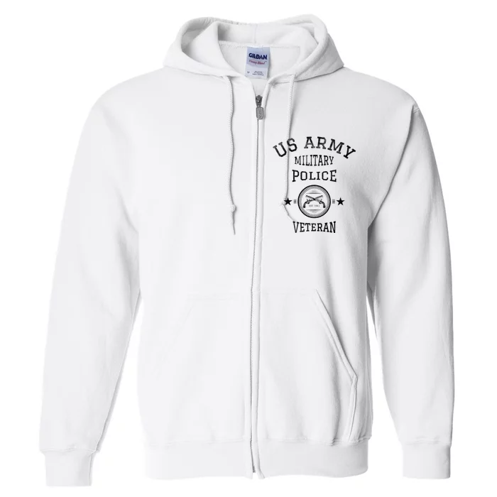 US Military Police Veteran Retired Police Officer Full Zip Hoodie