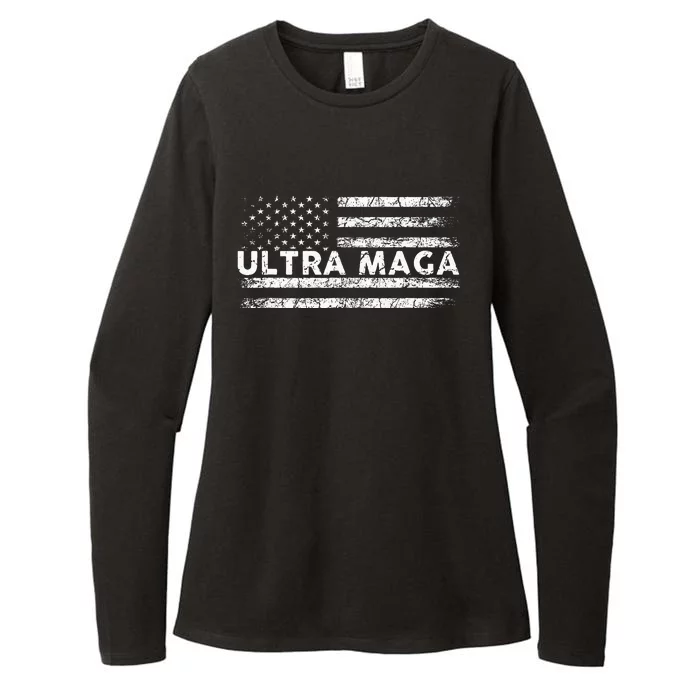 Ultra Maga Proud Ultra Maga Anti Biden Us Flag Pro Trump Womens CVC Long Sleeve Shirt