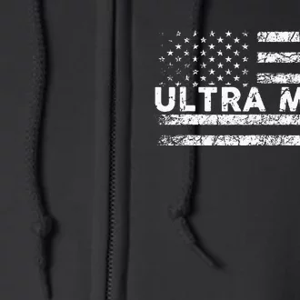 Ultra Maga Proud Ultra Maga Anti Biden Us Flag Pro Trump Full Zip Hoodie