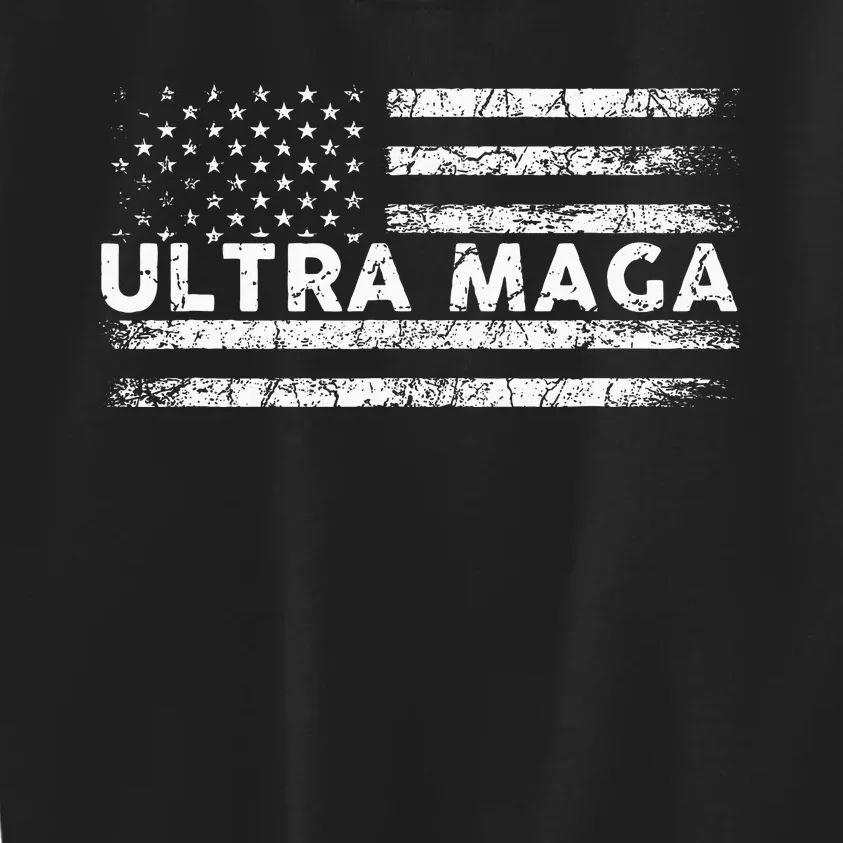 Ultra Maga Proud Ultra Maga Anti Biden Us Flag Pro Trump Kids Sweatshirt