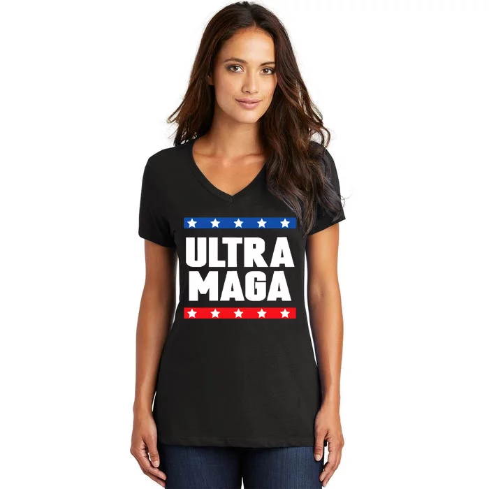 Ultra Maga Patriotic Graphic Women's V-Neck T-Shirt