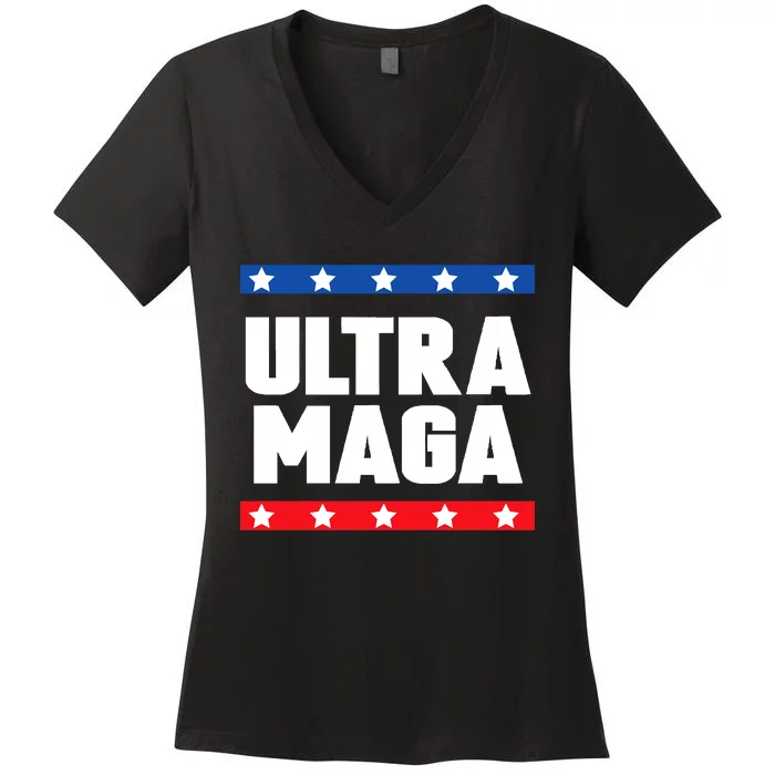 Ultra Maga Patriotic Graphic Women's V-Neck T-Shirt