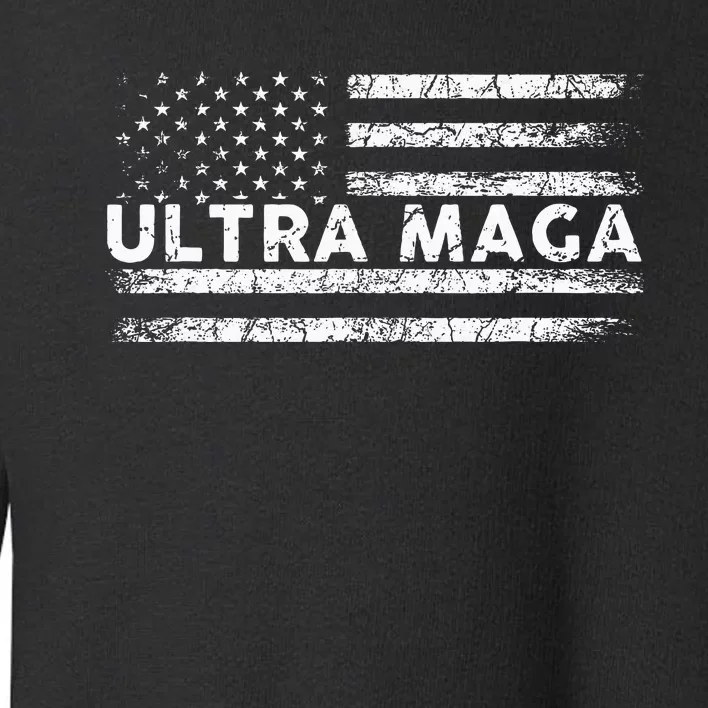 Ultra Maga Proud Ultra Maga Anti Biden Us Flag Pro Trump Toddler Sweatshirt