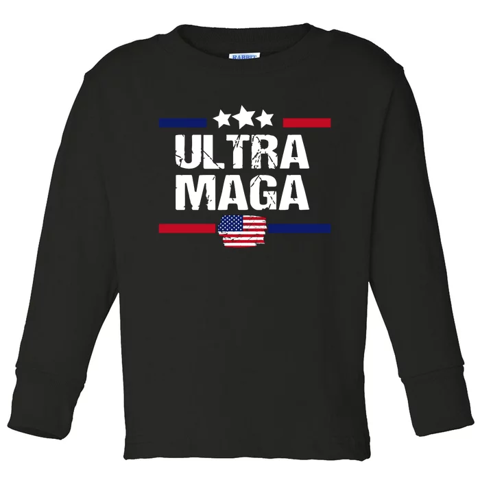 Ultra Maga Patriotic Graphic Toddler Long Sleeve Shirt