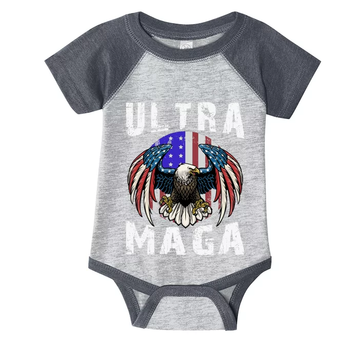 Ultra Maga Pro Trump Ultra MAGA Funny Anti Biden Infant Baby Jersey Bodysuit