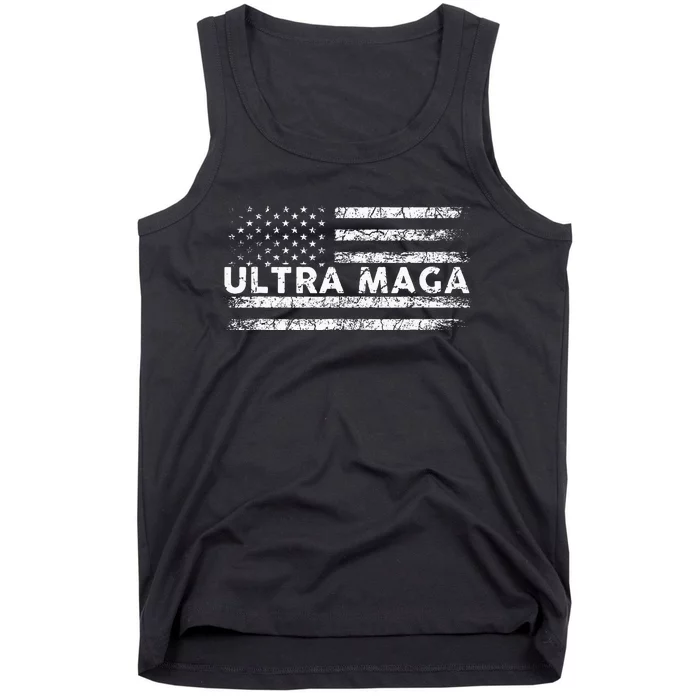 Ultra Maga Proud Ultra Maga Anti Biden Us Flag Pro Trump Tank Top