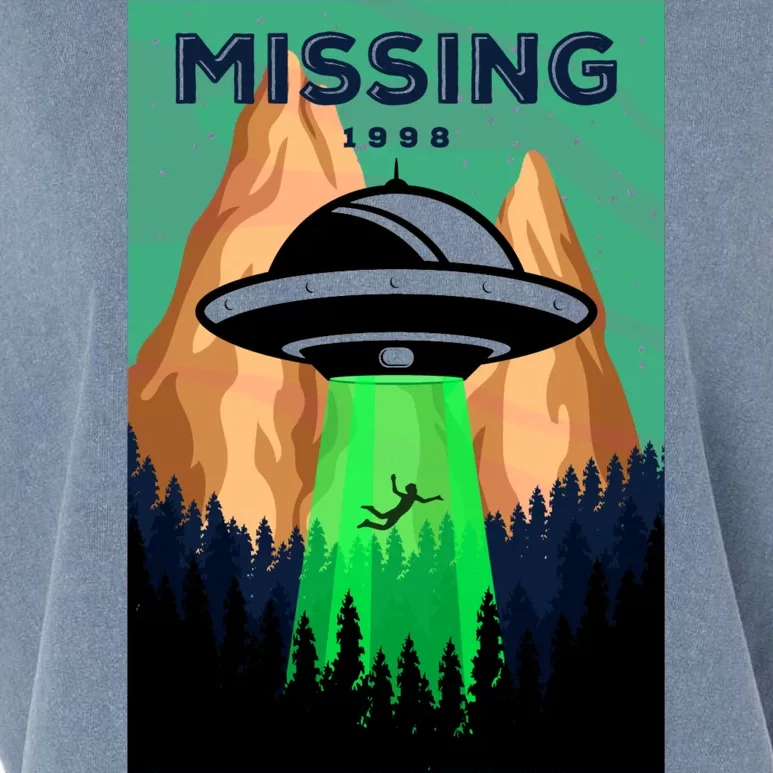 UFO Missing Person Retro Vintage Poster Garment-Dyed Women's Muscle Tee