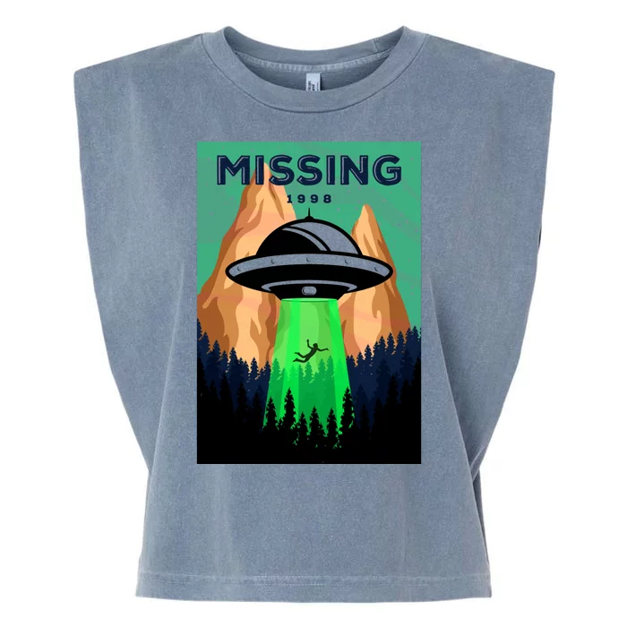 UFO Missing Person Retro Vintage Poster Garment-Dyed Women's Muscle Tee