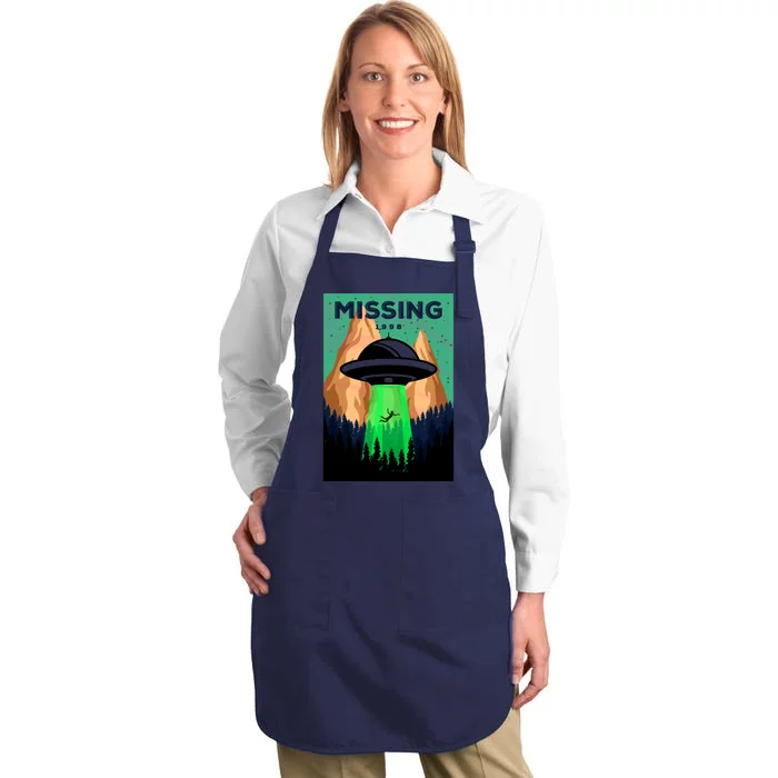 UFO Missing Person Retro Vintage Poster Full-Length Apron With Pocket