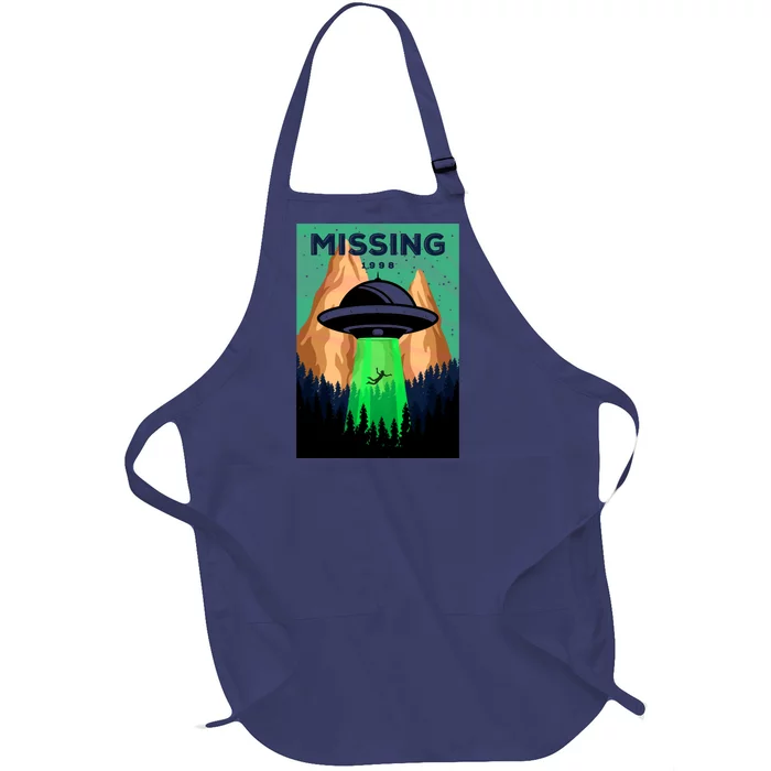 UFO Missing Person Retro Vintage Poster Full-Length Apron With Pocket