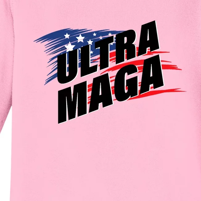 Ultra MAGA Pro American Pro Freedom Ultra MAGA Ultra Maga Baby Long Sleeve Bodysuit