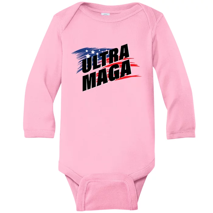 Ultra MAGA Pro American Pro Freedom Ultra MAGA Ultra Maga Baby Long Sleeve Bodysuit