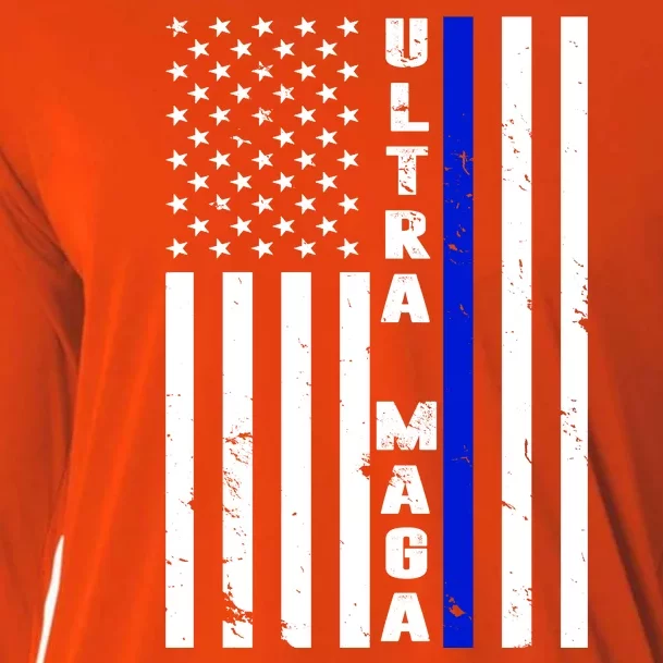 Ultra Maga Police Officer USA Flag Cooling Performance Long Sleeve Crew