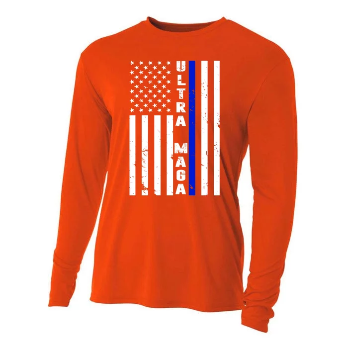 Ultra Maga Police Officer USA Flag Cooling Performance Long Sleeve Crew