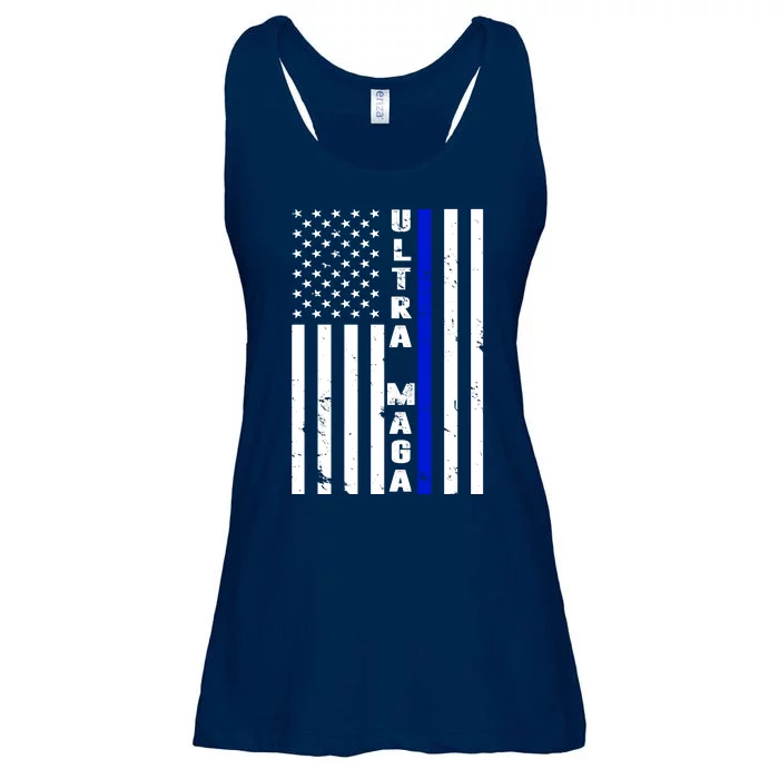 Ultra Maga Police Officer USA Flag Ladies Essential Flowy Tank