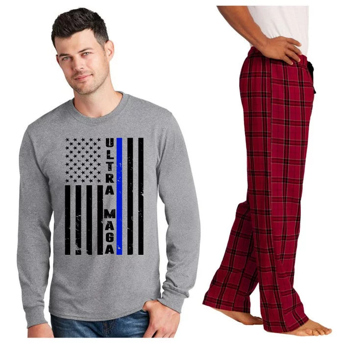 Ultra Maga Police Officer USA Flag Long Sleeve Pajama Set