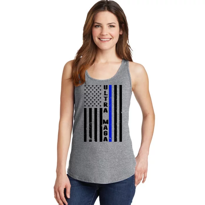 Ultra Maga Police Officer USA Flag Ladies Essential Tank