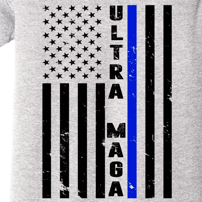 Ultra Maga Police Officer USA Flag Baby Bodysuit