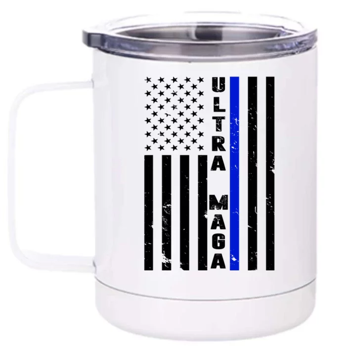 Ultra Maga Police Officer USA Flag Front & Back 12oz Stainless Steel Tumbler Cup