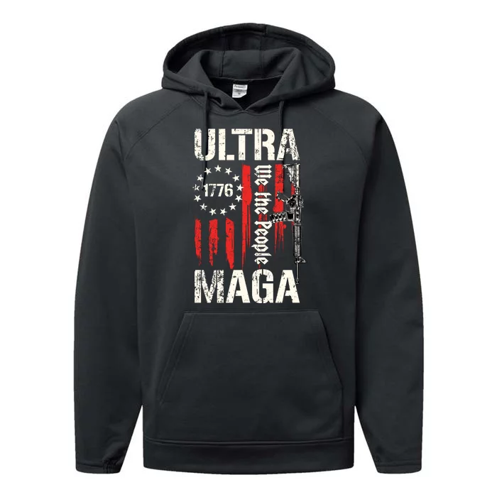 Ultra MAGA Proud Ultra MAGA Conervative Anti Biden Gifts Performance Fleece Hoodie