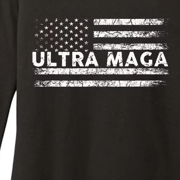 Ultra Maga Proud Ultra Maga Anti Biden Us Flag Pro Trump Womens CVC Long Sleeve Shirt