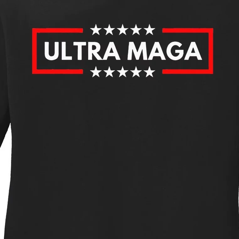 Ultra Maga Pro Trump 2024 Trump Maga King Anti Biden Ladies Long Sleeve Shirt