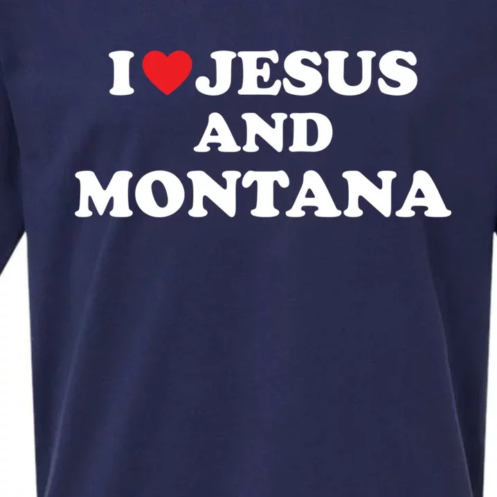 Usa Map Proud Christian Meaningful Gift I Love Jesus And Montana Gift Sueded Cloud Jersey T-Shirt