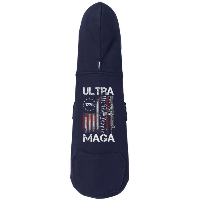 Ultra Maga Proud Ultra Maga America Flag Doggie 3-End Fleece Hoodie