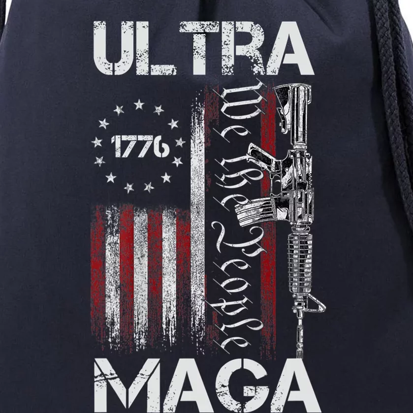 Ultra Maga Proud Ultra Maga America Flag Drawstring Bag