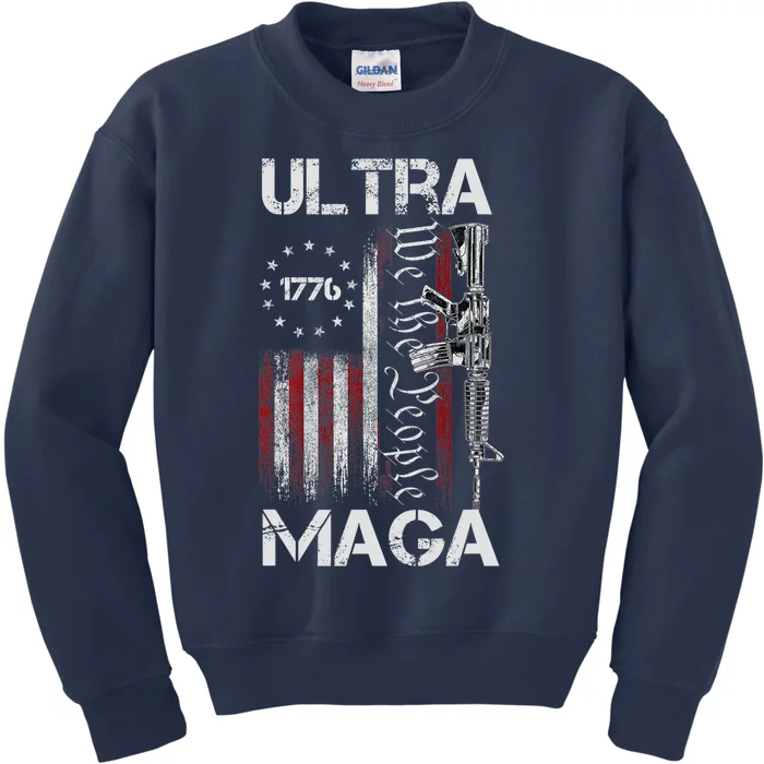 Ultra Maga Proud Ultra Maga America Flag Kids Sweatshirt