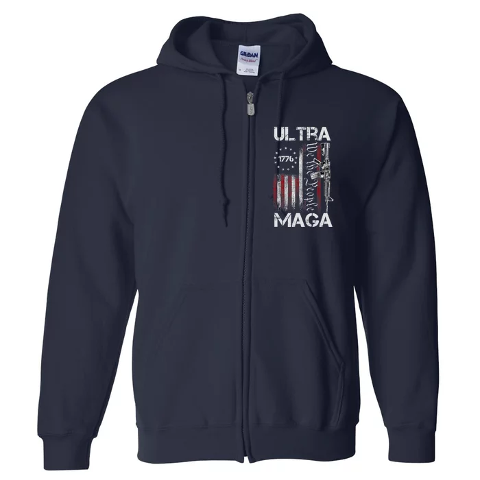 Ultra Maga Proud Ultra Maga America Flag Full Zip Hoodie