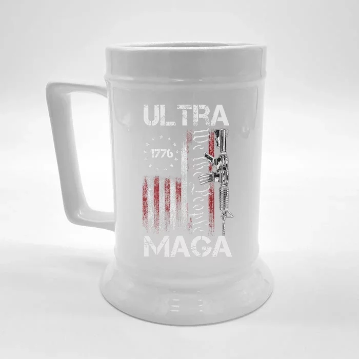 Ultra Maga Proud Ultra Maga America Flag Front & Back Beer Stein