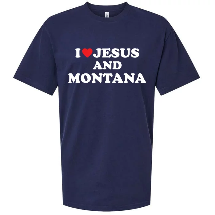 Usa Map Proud Christian Gift I Love Jesus And Montana Gift Sueded Cloud Jersey T-Shirt