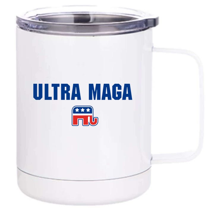 Ultra MAGA Republican Elephant Mens Womens Tee Front & Back 12oz Stainless Steel Tumbler Cup