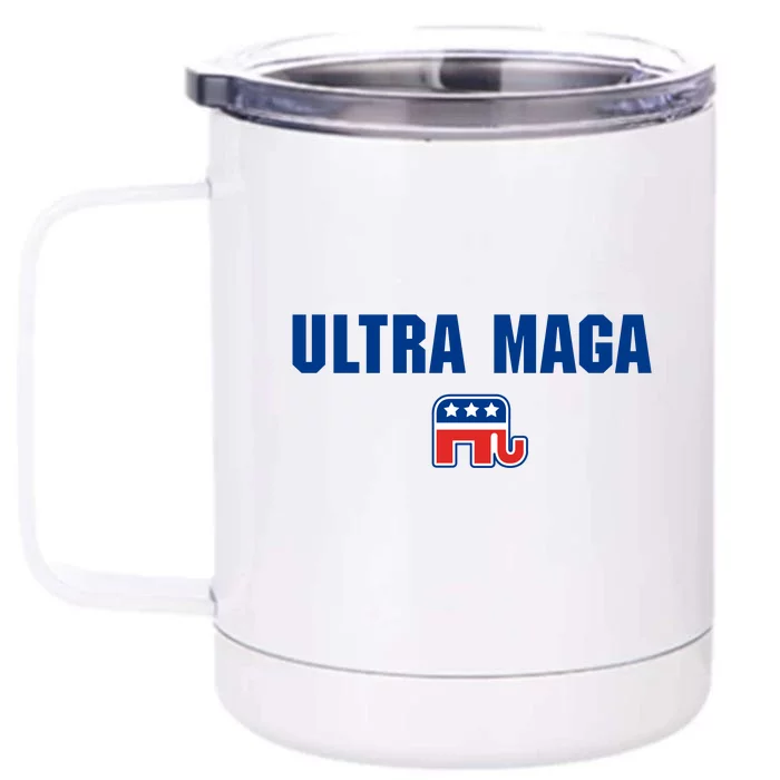 Ultra MAGA Republican Elephant Mens Womens Tee Front & Back 12oz Stainless Steel Tumbler Cup