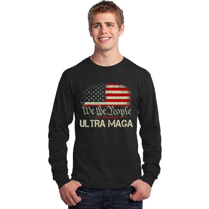 We The People Ultra MAGA Shirt Funny Anti Biden US Flag Pro Trump 2024 Long Sleeve Shirt