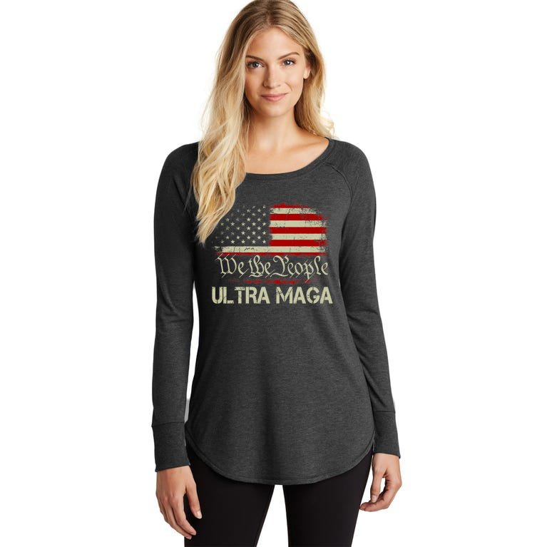 We The People Ultra MAGA Shirt Funny Anti Biden US Flag Pro Trump 2024 Women’s Perfect Tri Tunic Long Sleeve Shirt