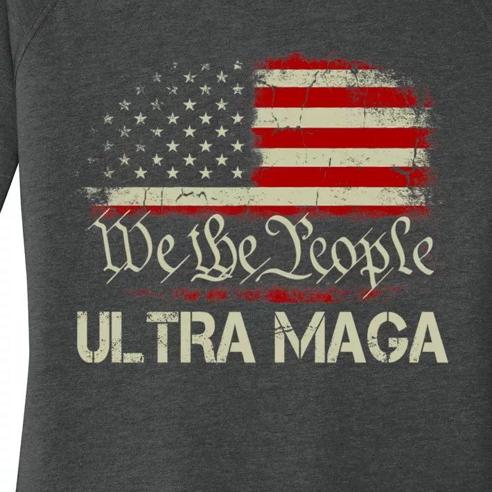 We The People Ultra MAGA Shirt Funny Anti Biden US Flag Pro Trump 2024 Women’s Perfect Tri Tunic Long Sleeve Shirt