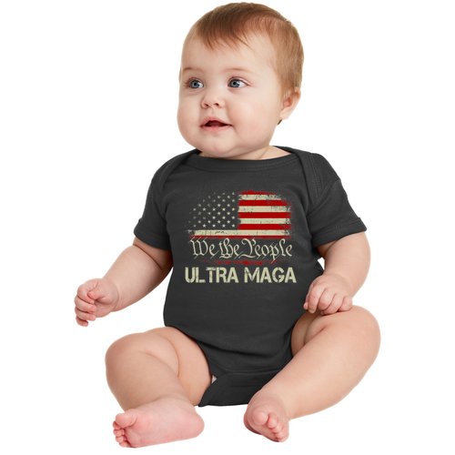 We The People Ultra MAGA Shirt Funny Anti Biden US Flag Pro Trump 2024 Baby Bodysuit