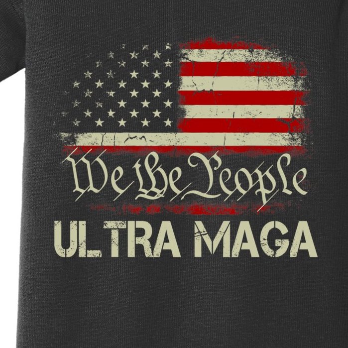 We The People Ultra MAGA Shirt Funny Anti Biden US Flag Pro Trump 2024 Baby Bodysuit