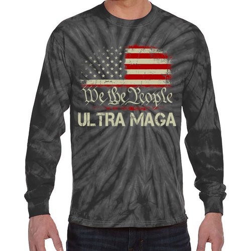 We The People Ultra MAGA Shirt Funny Anti Biden US Flag Pro Trump 2024 Tie-Dye Long Sleeve Shirt