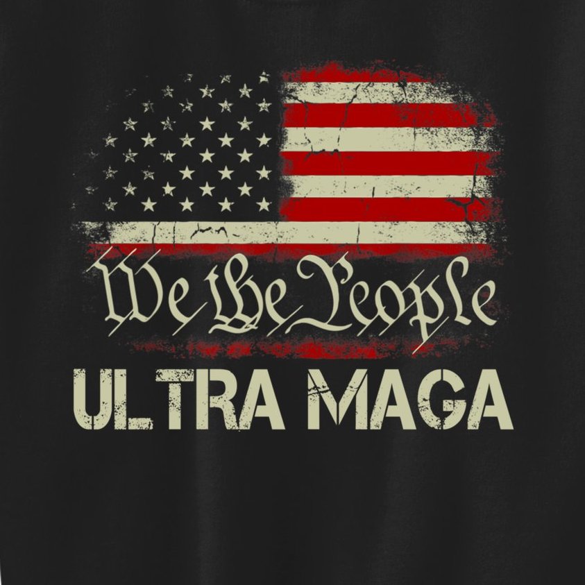 We The People Ultra MAGA Shirt Funny Anti Biden US Flag Pro Trump Trendy Kids Sweatshirt