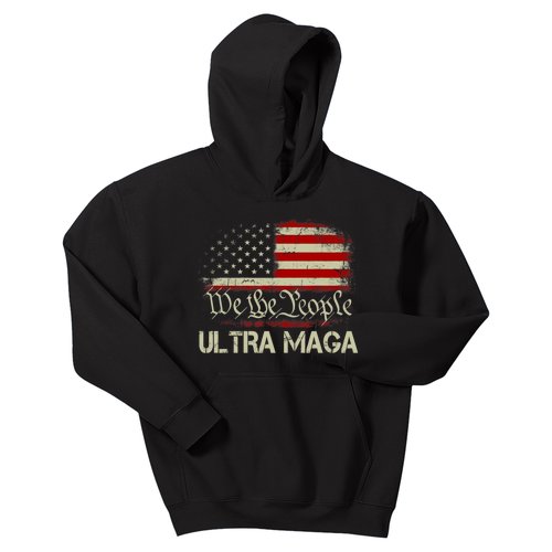 We The People Ultra MAGA Shirt Funny Anti Biden US Flag Pro Trump 2024 Kids Hoodie