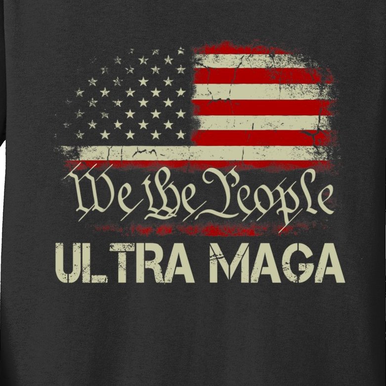 We The People Ultra MAGA Shirt Funny Anti Biden US Flag Pro Trump 2024 Kids Long Sleeve Shirt