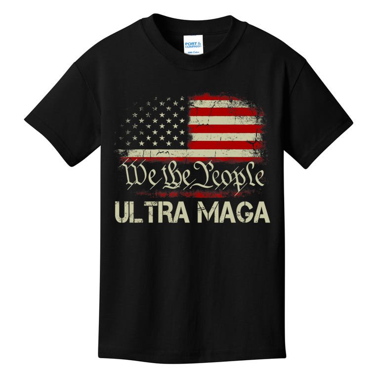 We The People Ultra MAGA Shirt Funny Anti Biden US Flag Pro Trump Trendy Kids T-Shirt