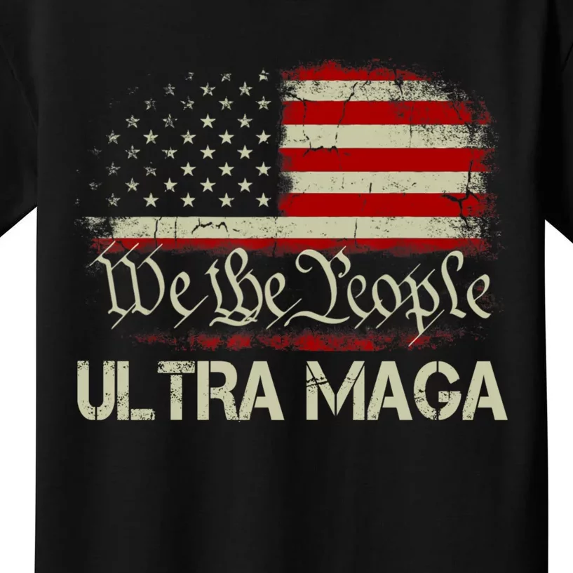 We The People Ultra MAGA Shirt Funny Anti Biden US Flag Pro Trump 2024 Kids T-Shirt